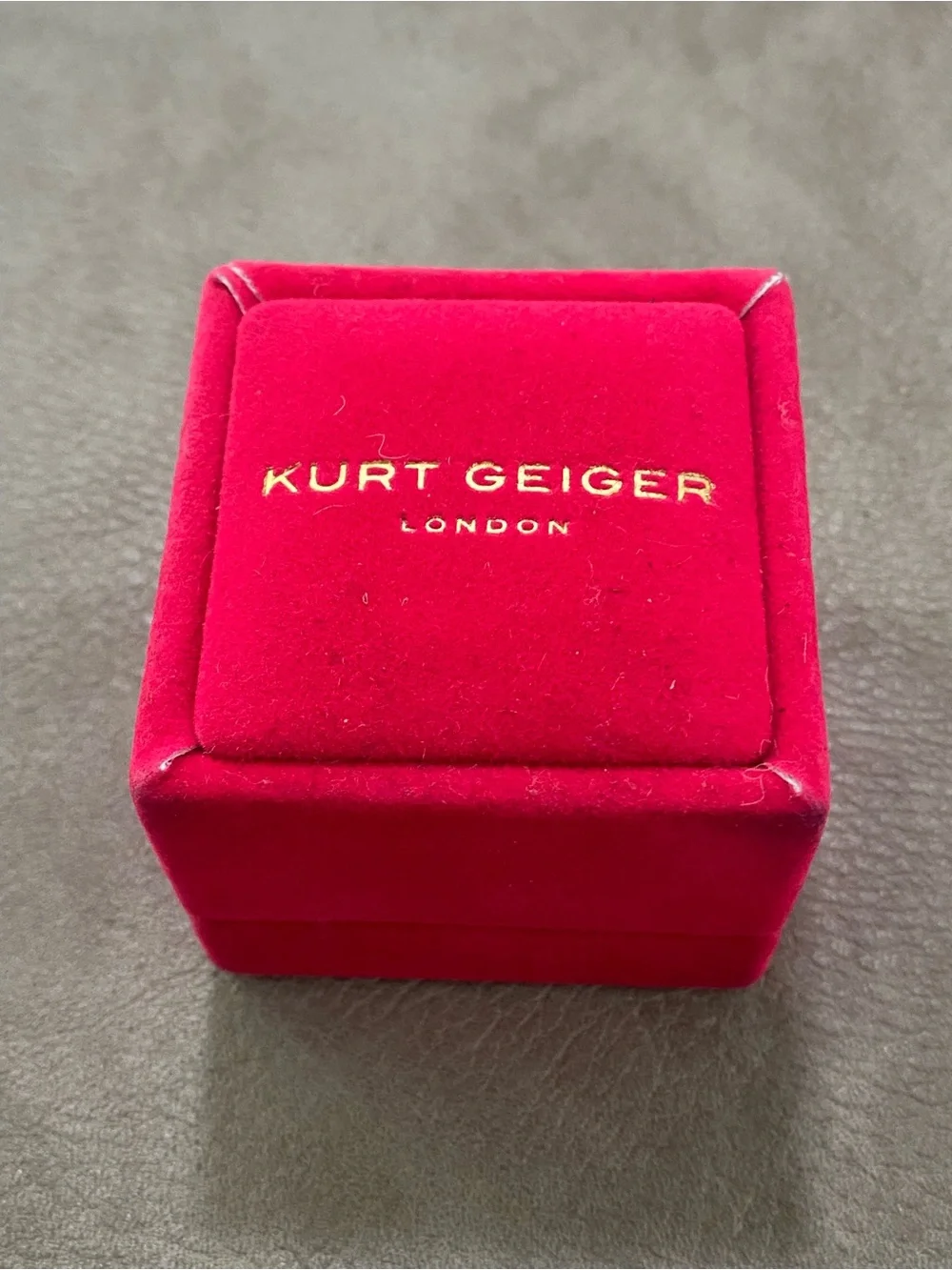 Kurt Geiger Gold Heart Ring with Pink Crystal Pave Size 8